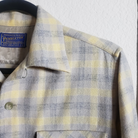 Pendleton Men's Fitted Plaid Board Shirt Light Gray/ Yellow Plaid Sz: Small - Picture 10 of 12